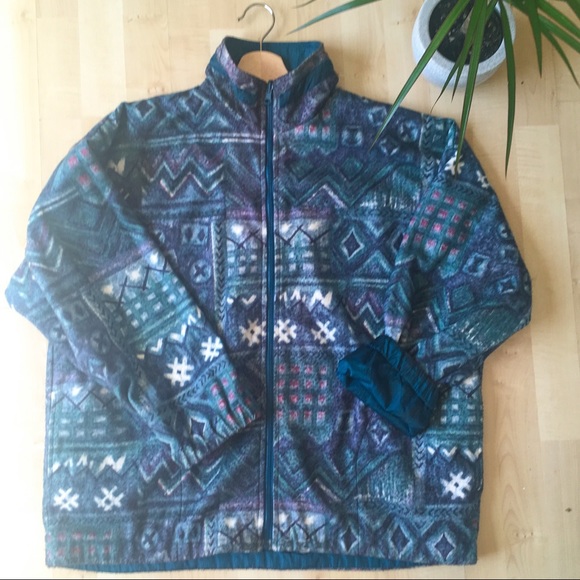 REVERSIBLE Windbreaker Fleece Vintage 80s/90s M/L - Picture 6 of 8
